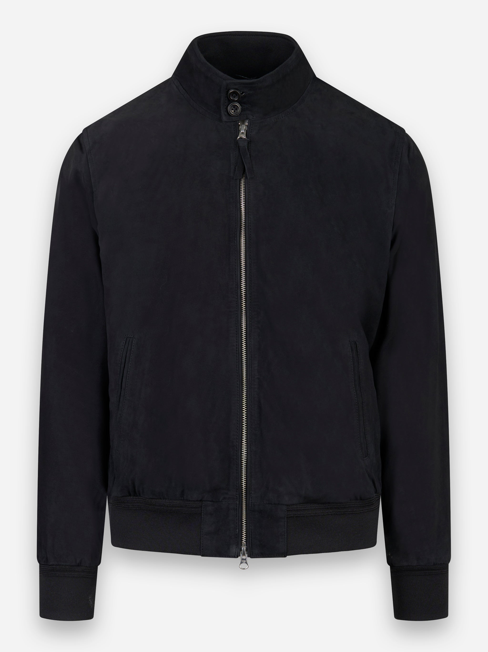 Bomber con zip in suede Blu