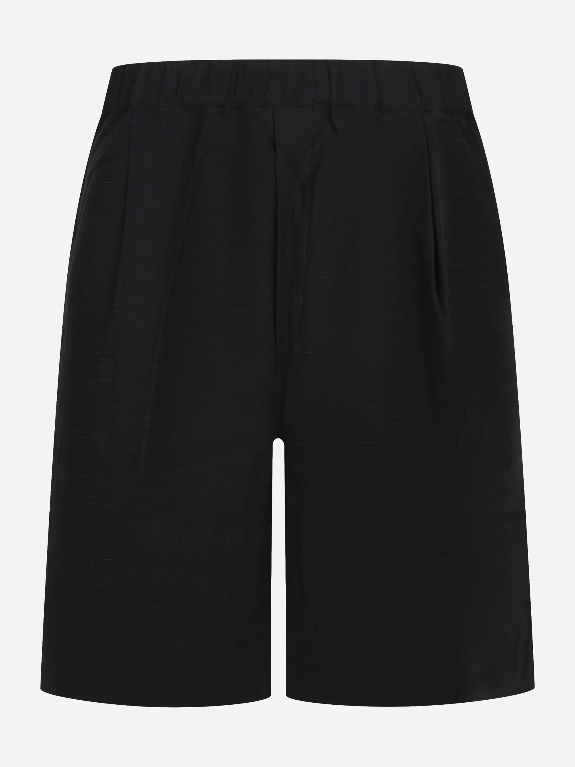 Shorts loose fit in viscosa e lino nero