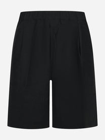 Shorts loose fit in viscosa e lino nero