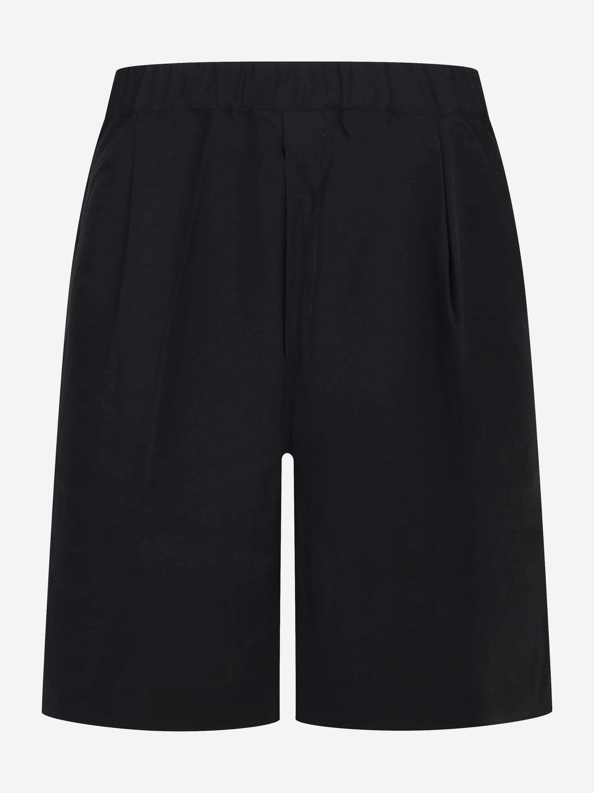 Shorts loose fit in viscosa e lino nero