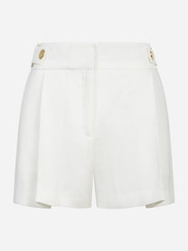 Shorts in misto lino con cinturini bianco