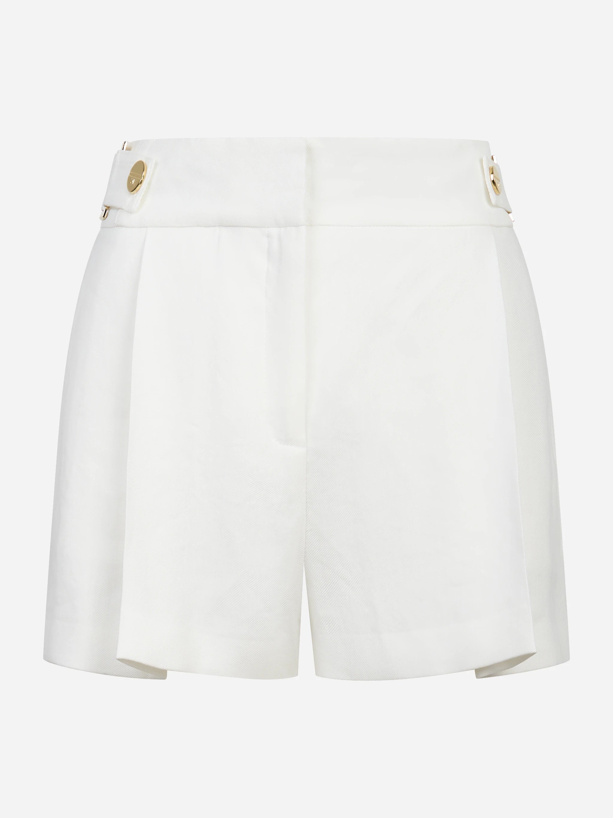 Shorts in misto lino con cinturini bianco