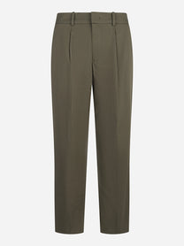 Pantalone Daisy con una pince in cotone stretch verde