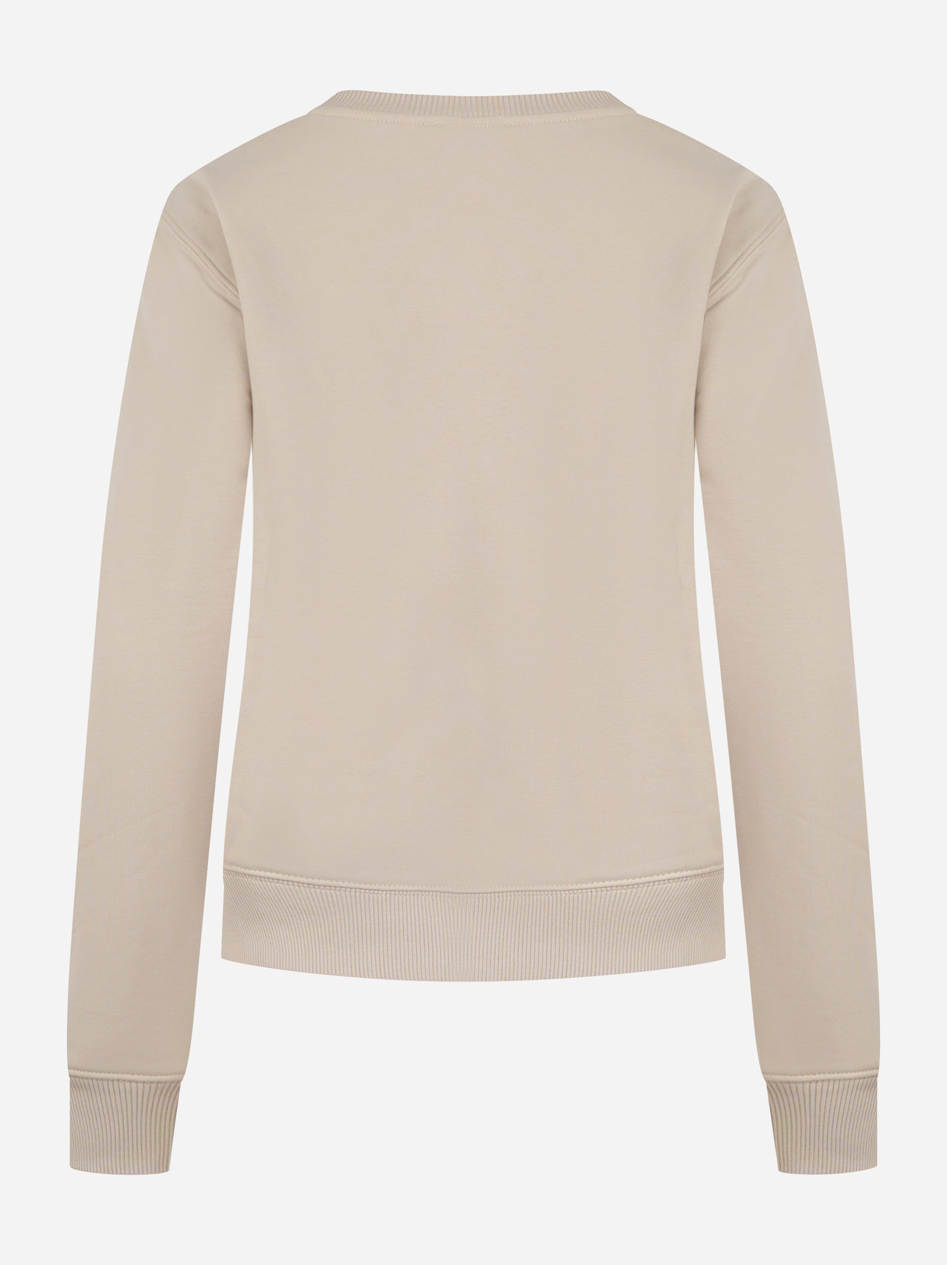 Felpa girocollo slim a maniche lunghe con logo ricamato sul petto Beige