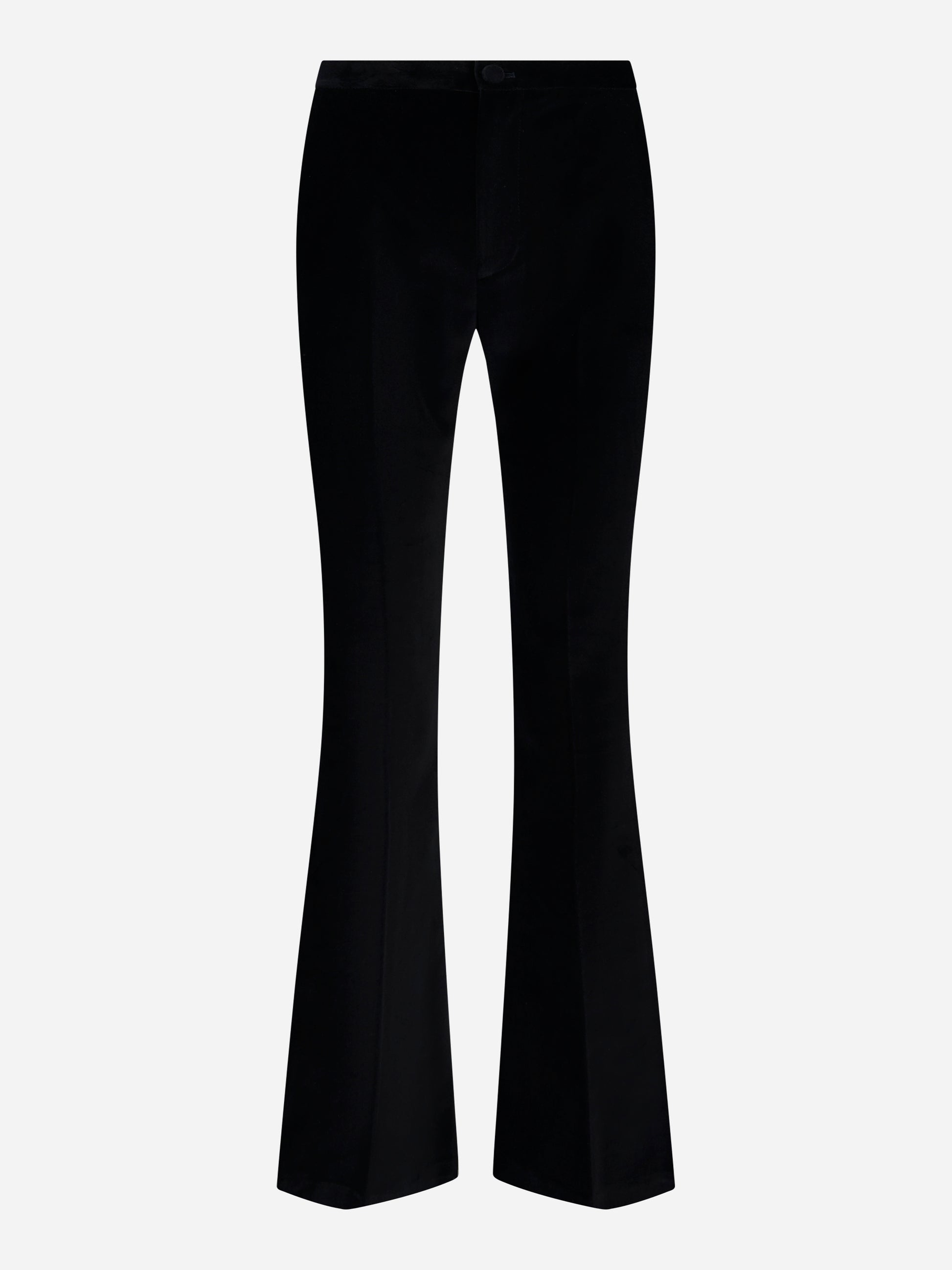 Pantalone a zampa in velluto liscio Nero