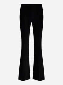 Pantalone a zampa in velluto liscio Nero