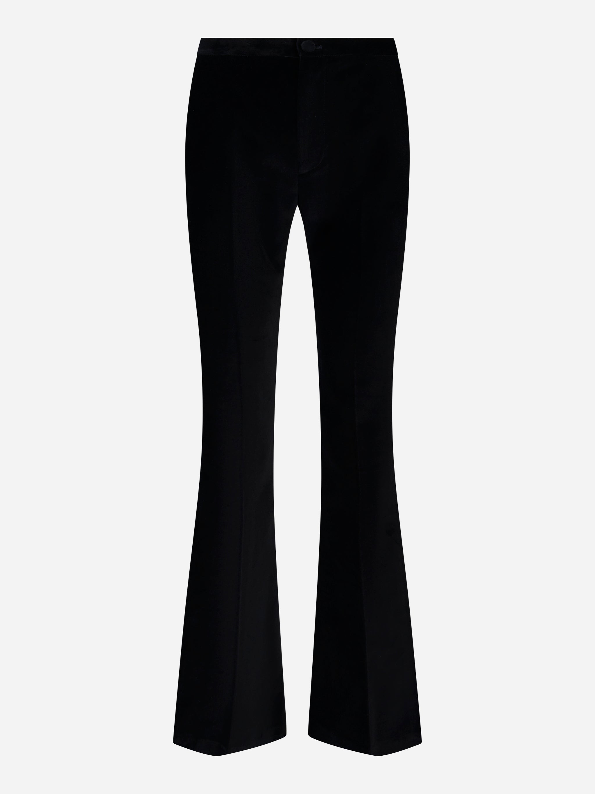 Pantalone a zampa in velluto liscio Nero