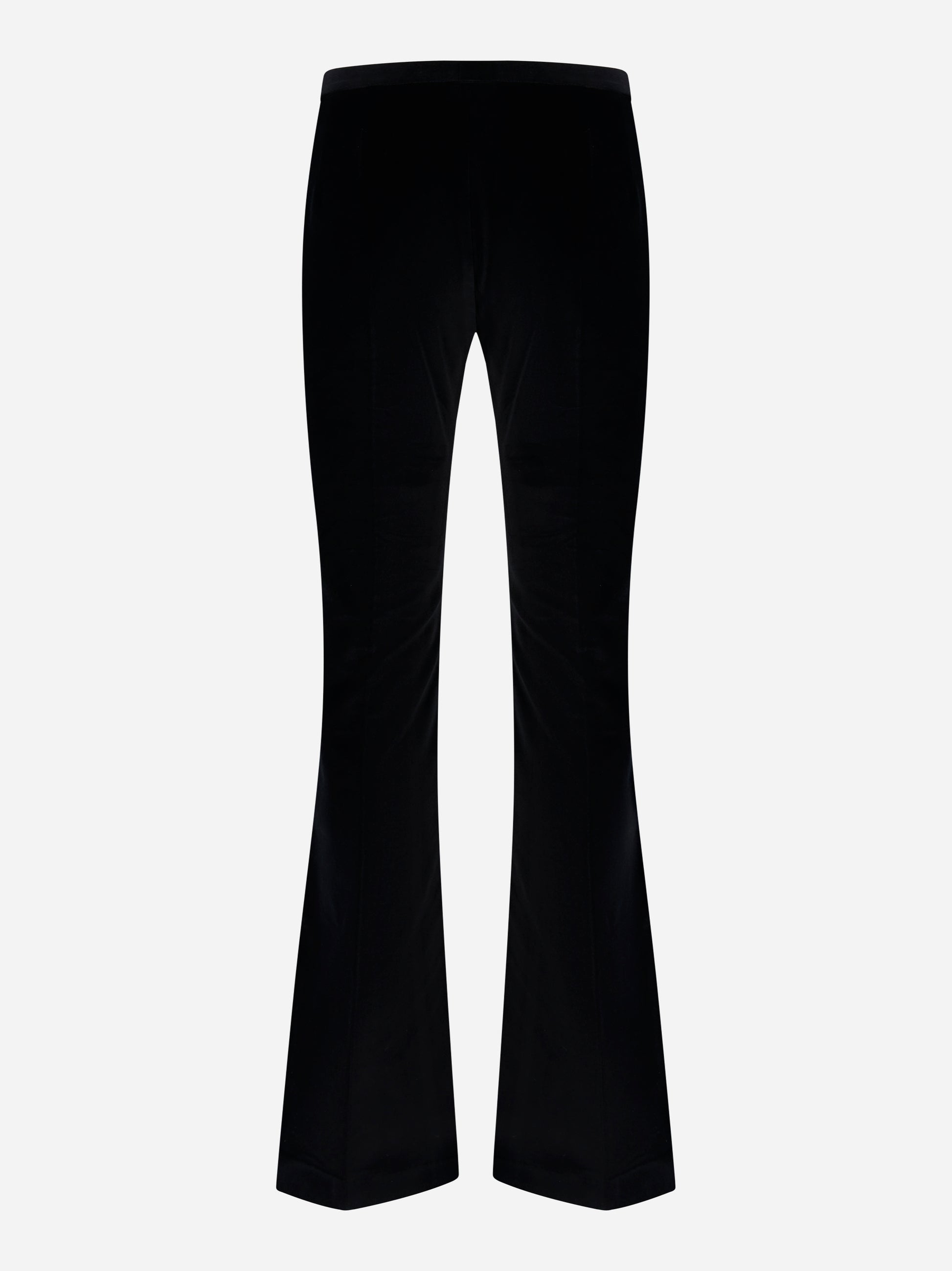 Pantalone a zampa in velluto liscio Nero