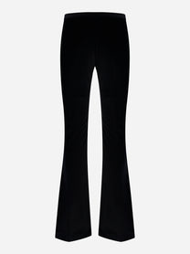 Pantalone a zampa in velluto liscio Nero
