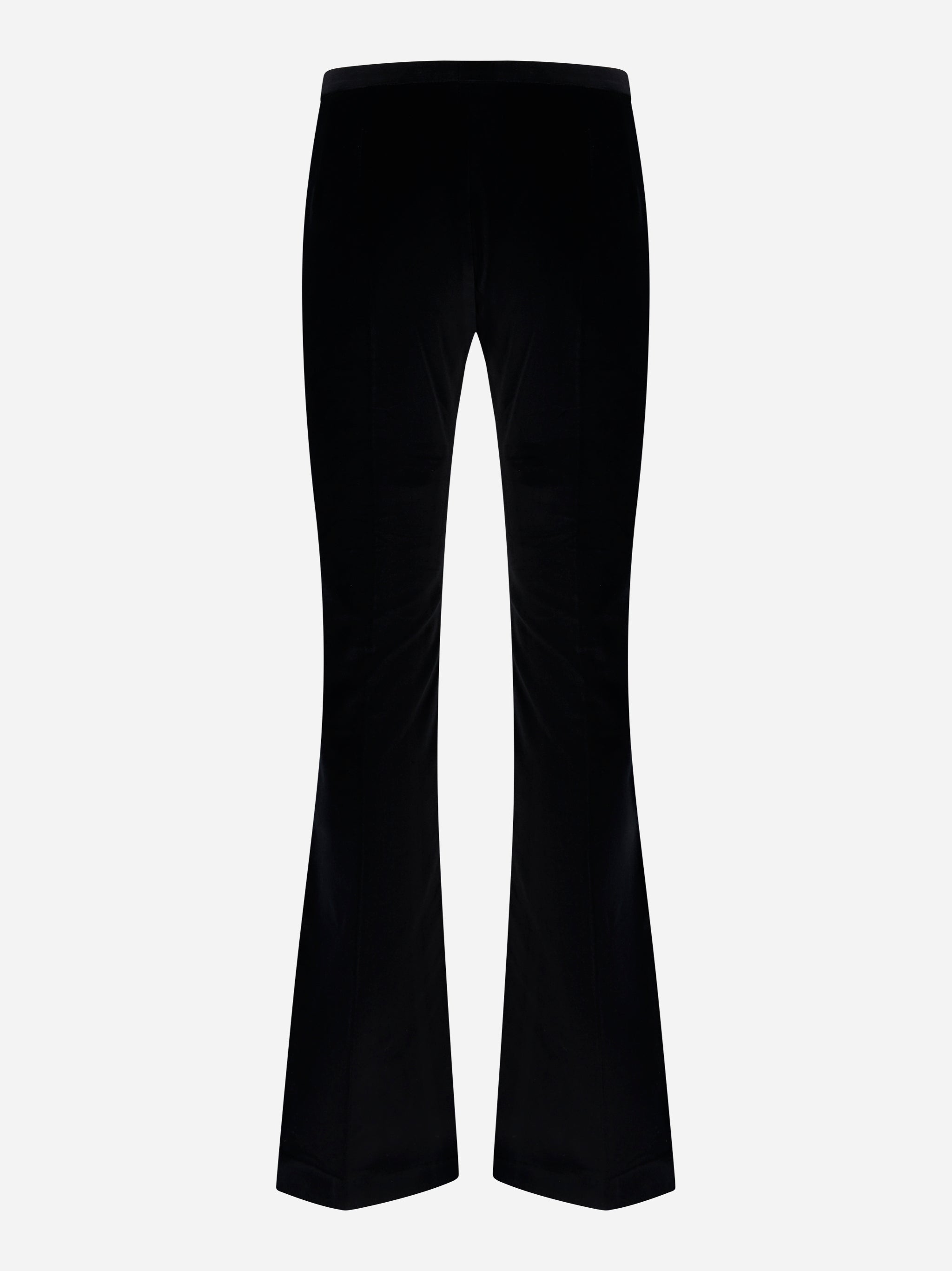 Pantalone a zampa in velluto liscio Nero