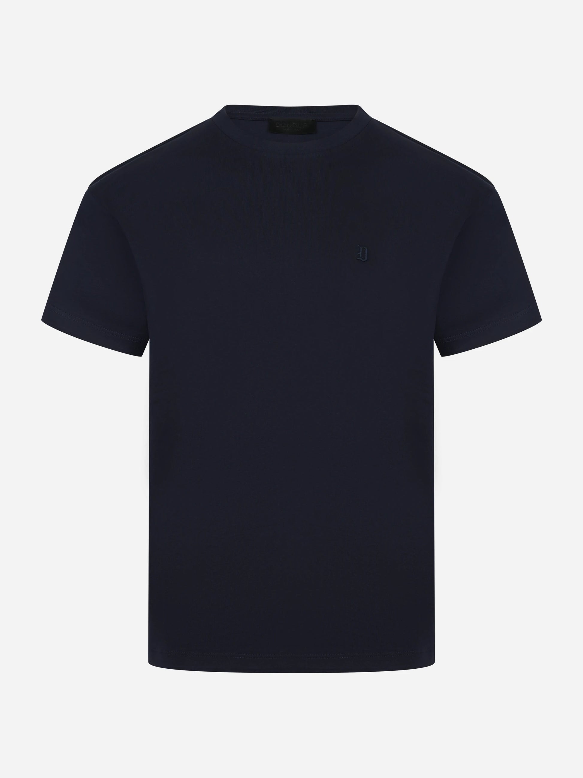 T-shirt girocollo blu con logo ricamato