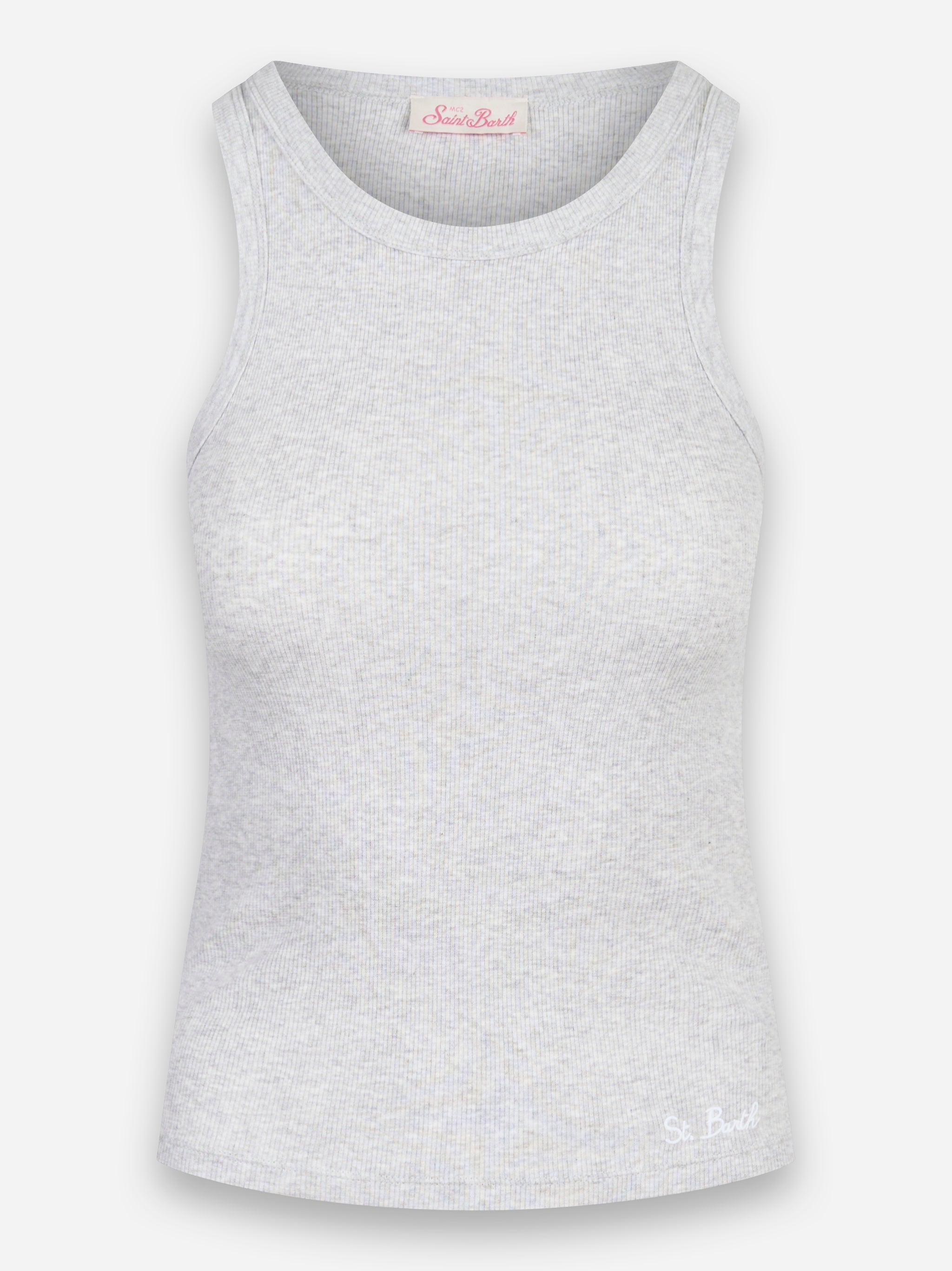 Tank top Ada a costine Grigio