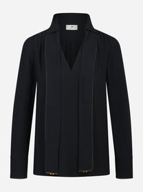 Camicia nera in georgette di viscosa con fusciacca