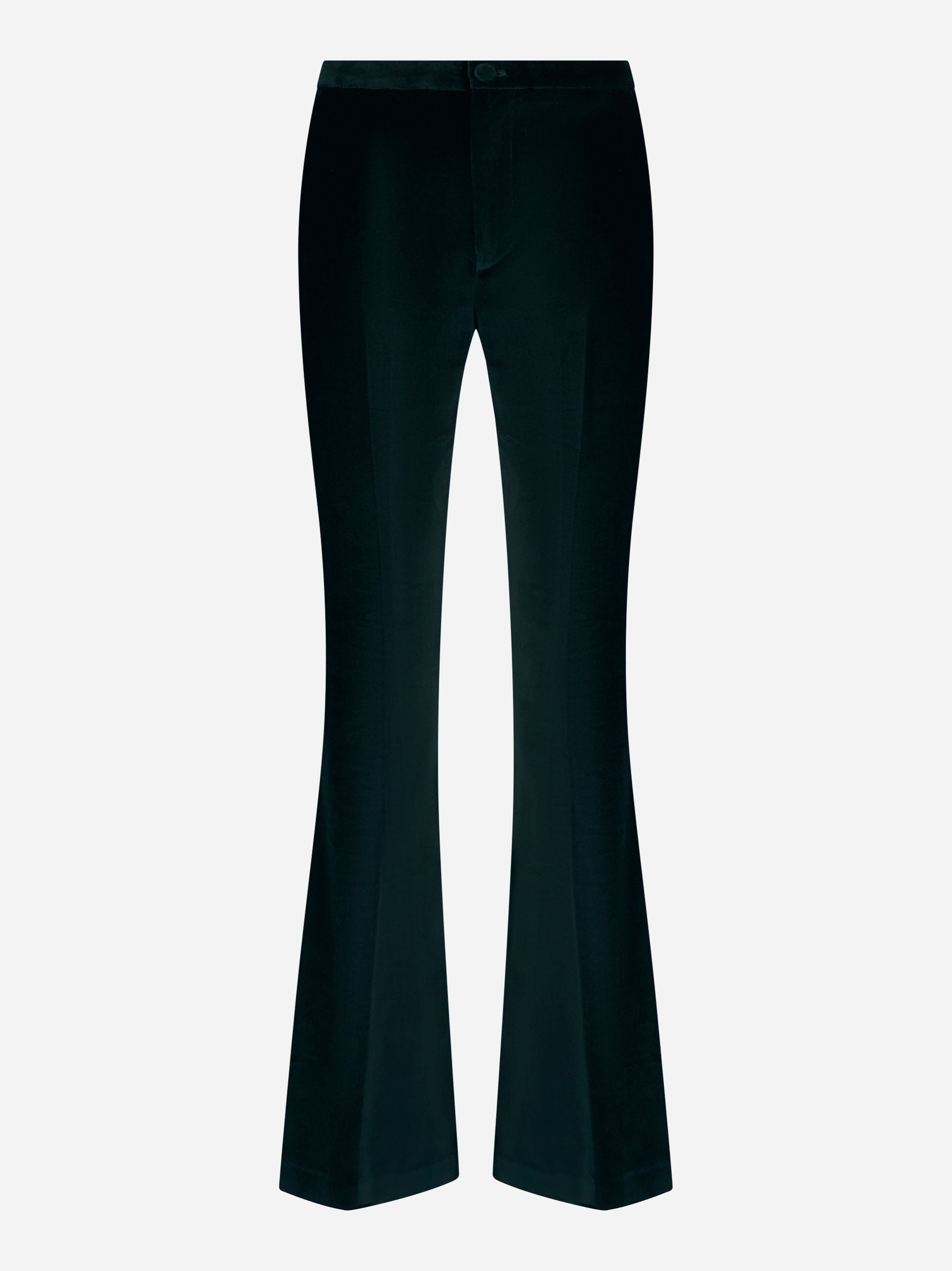 Pantalone a zampa in velluto liscio Verde