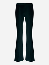 Pantalone a zampa in velluto liscio Verde