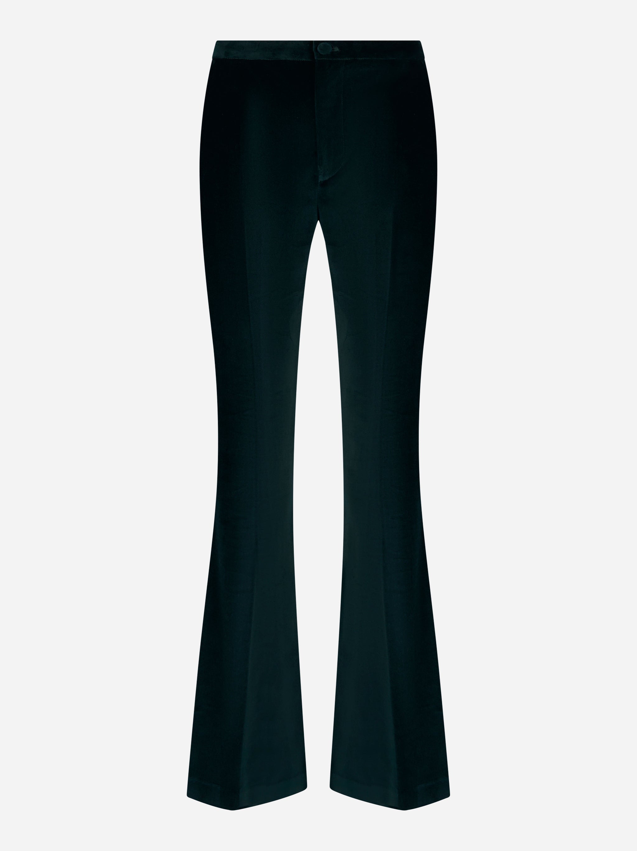 Pantalone a zampa in velluto liscio Verde