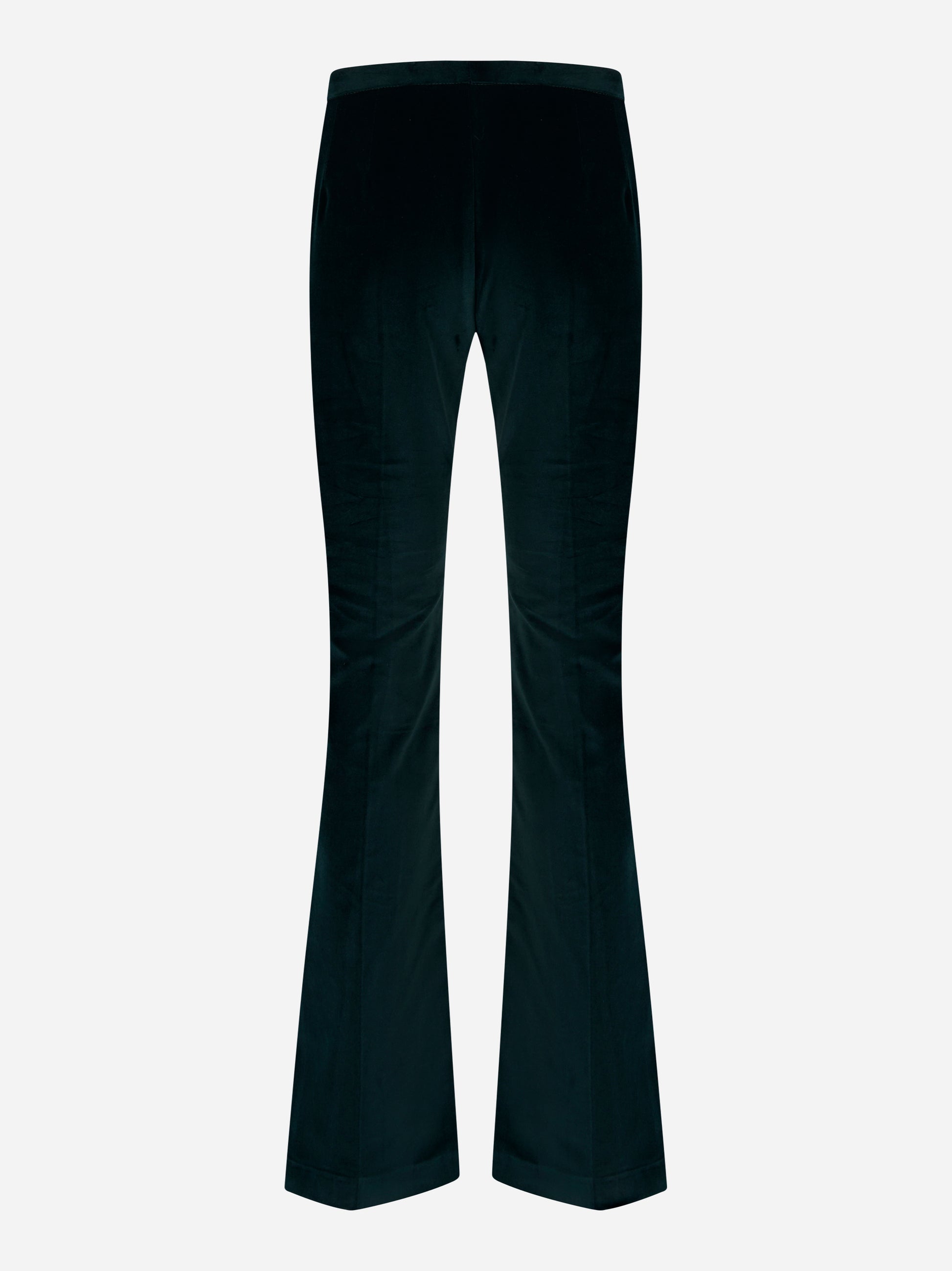 Pantalone a zampa in velluto liscio Verde