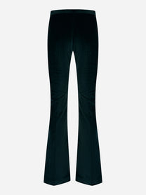 Pantalone a zampa in velluto liscio Verde