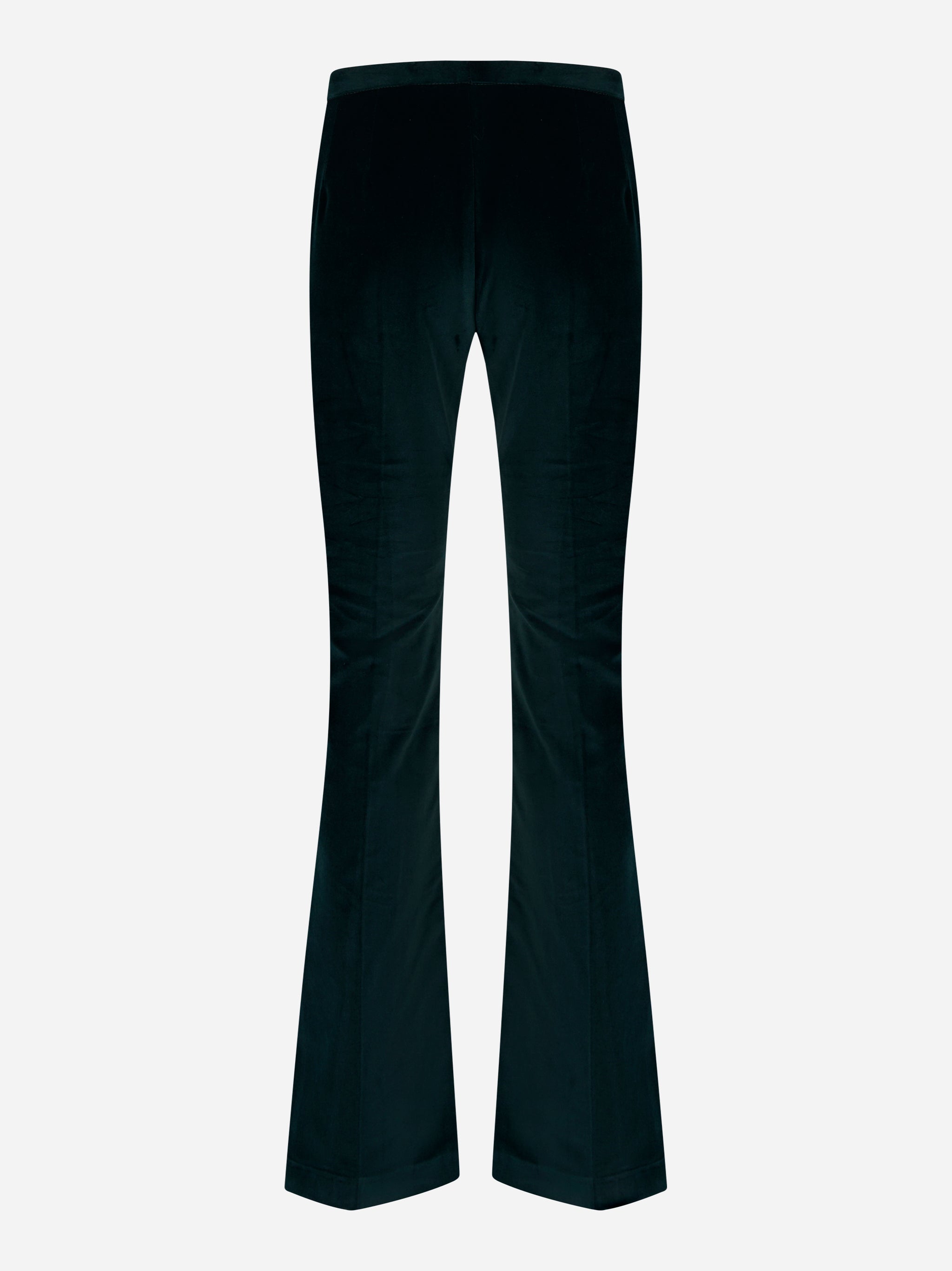 Pantalone a zampa in velluto liscio Verde