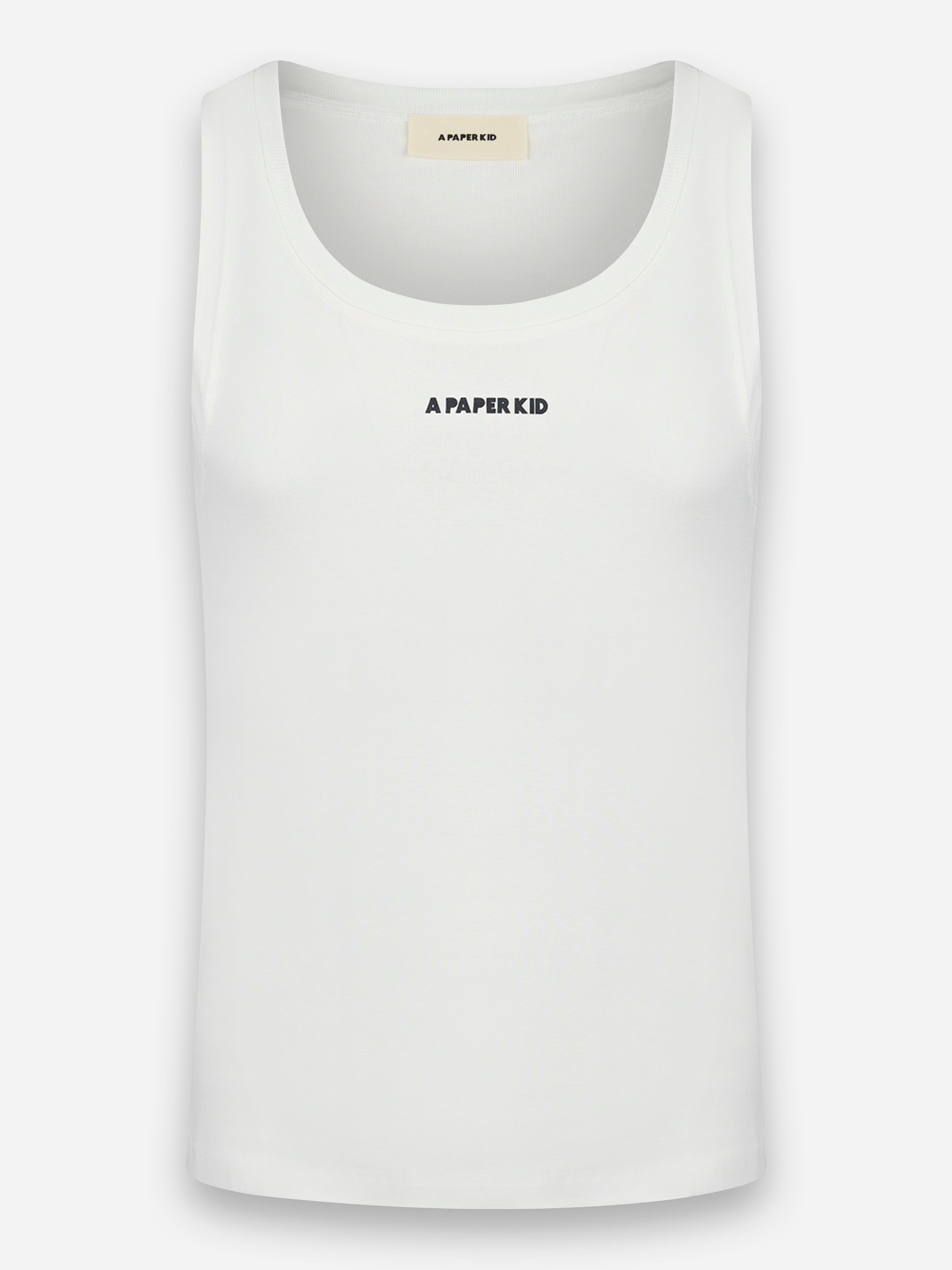 Tank top in cotone con stampa logo Bianco