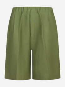 Shorts loose fit in viscosa e lino verde