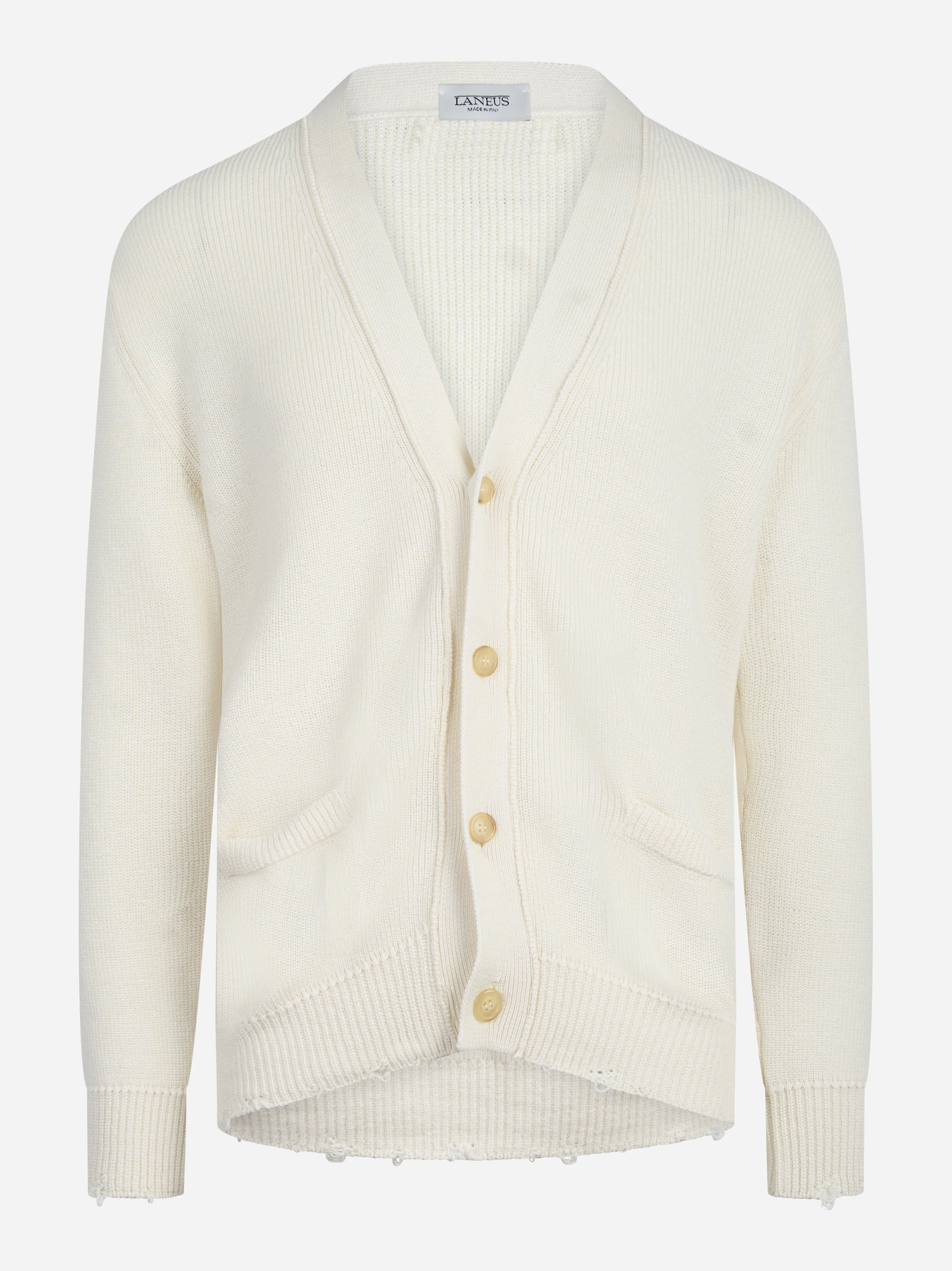 Cardigan boxy in cotone bianco
