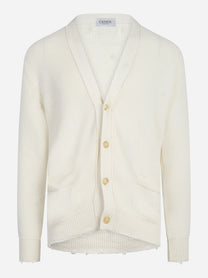 Cardigan boxy in cotone bianco