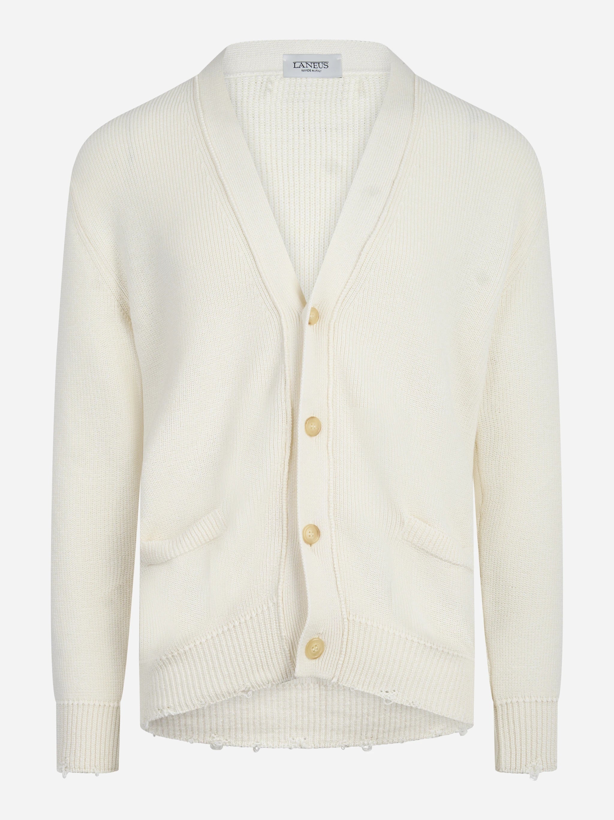 Cardigan boxy in cotone bianco