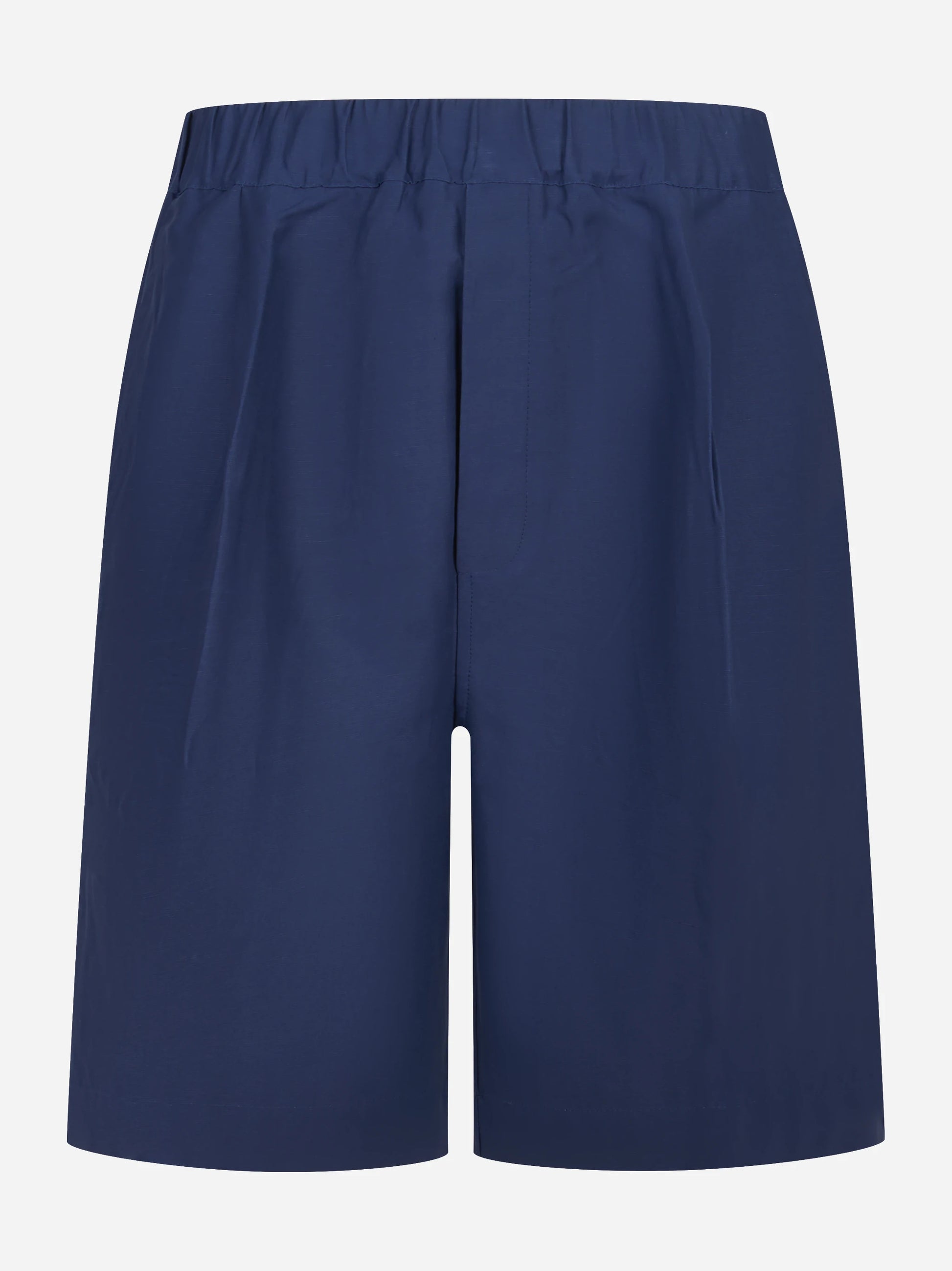 Shorts loose fit in viscosa e lino blu