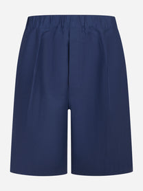 Shorts loose fit in viscosa e lino blu