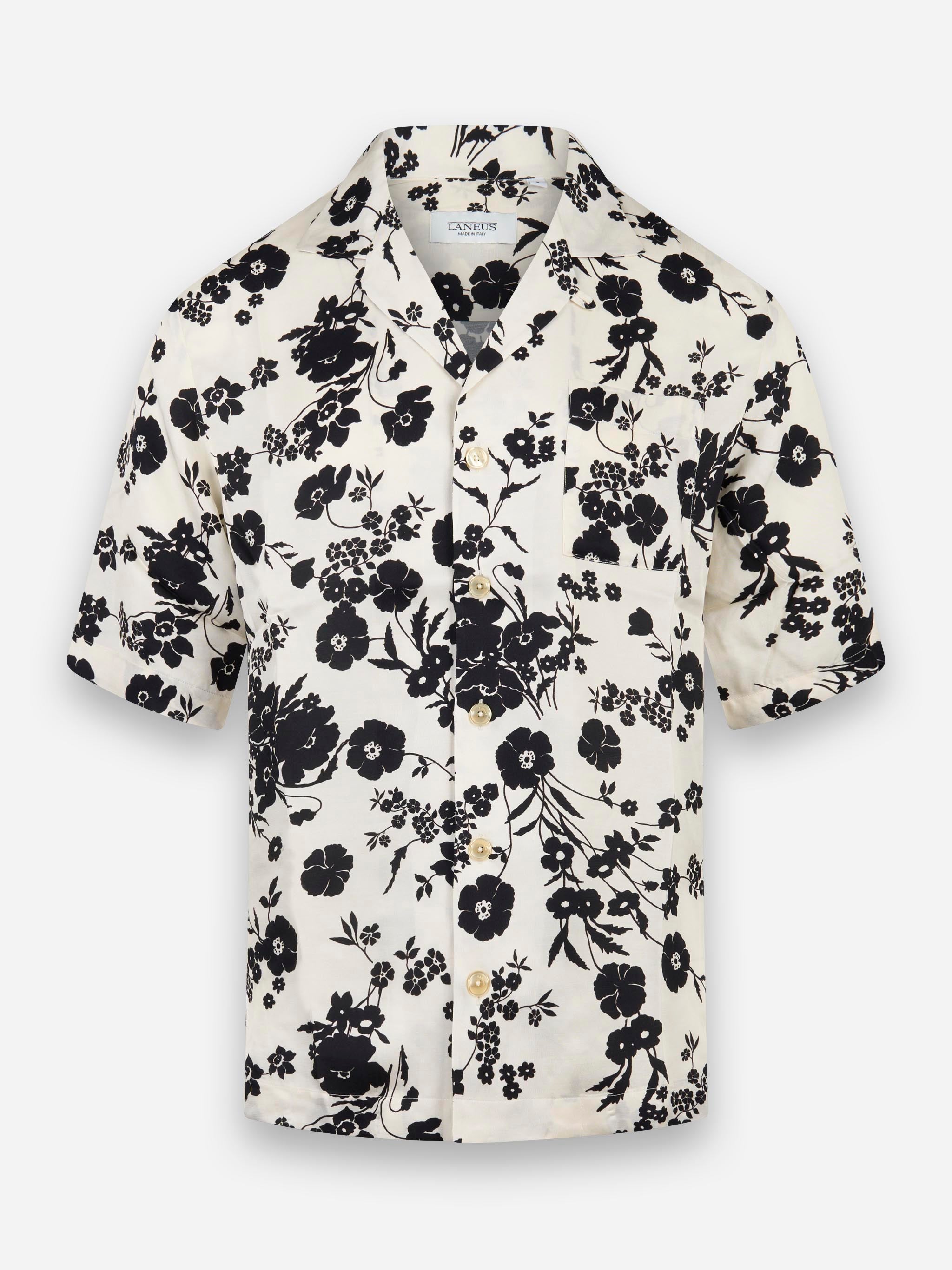 Camicia bowling con motivo a fiori Bianco