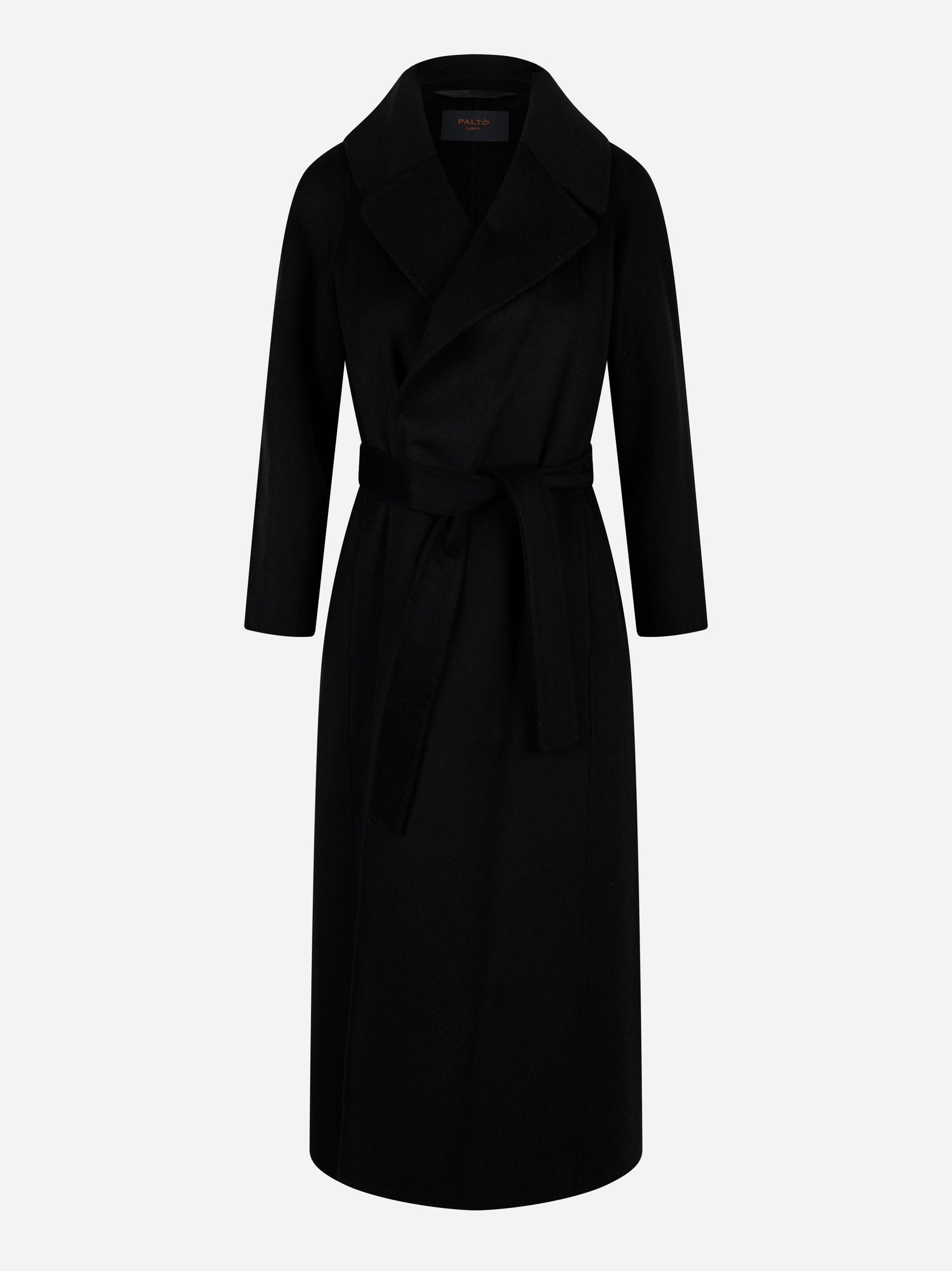 Cappotto Paola in double di lana con cintura Nero