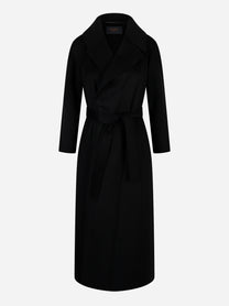Cappotto Paola in double di lana con cintura Nero