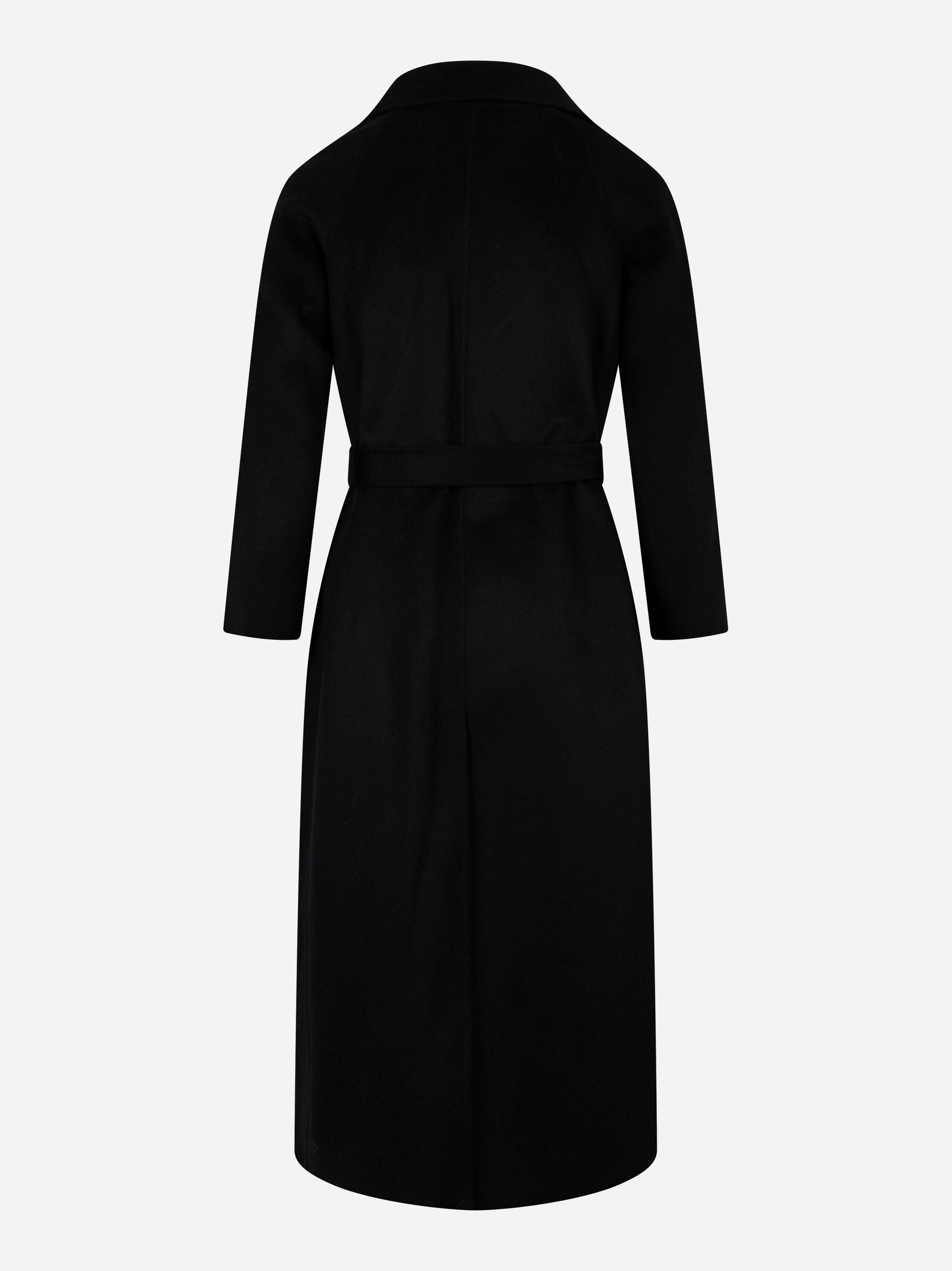 Cappotto Paola in double di lana con cintura Nero