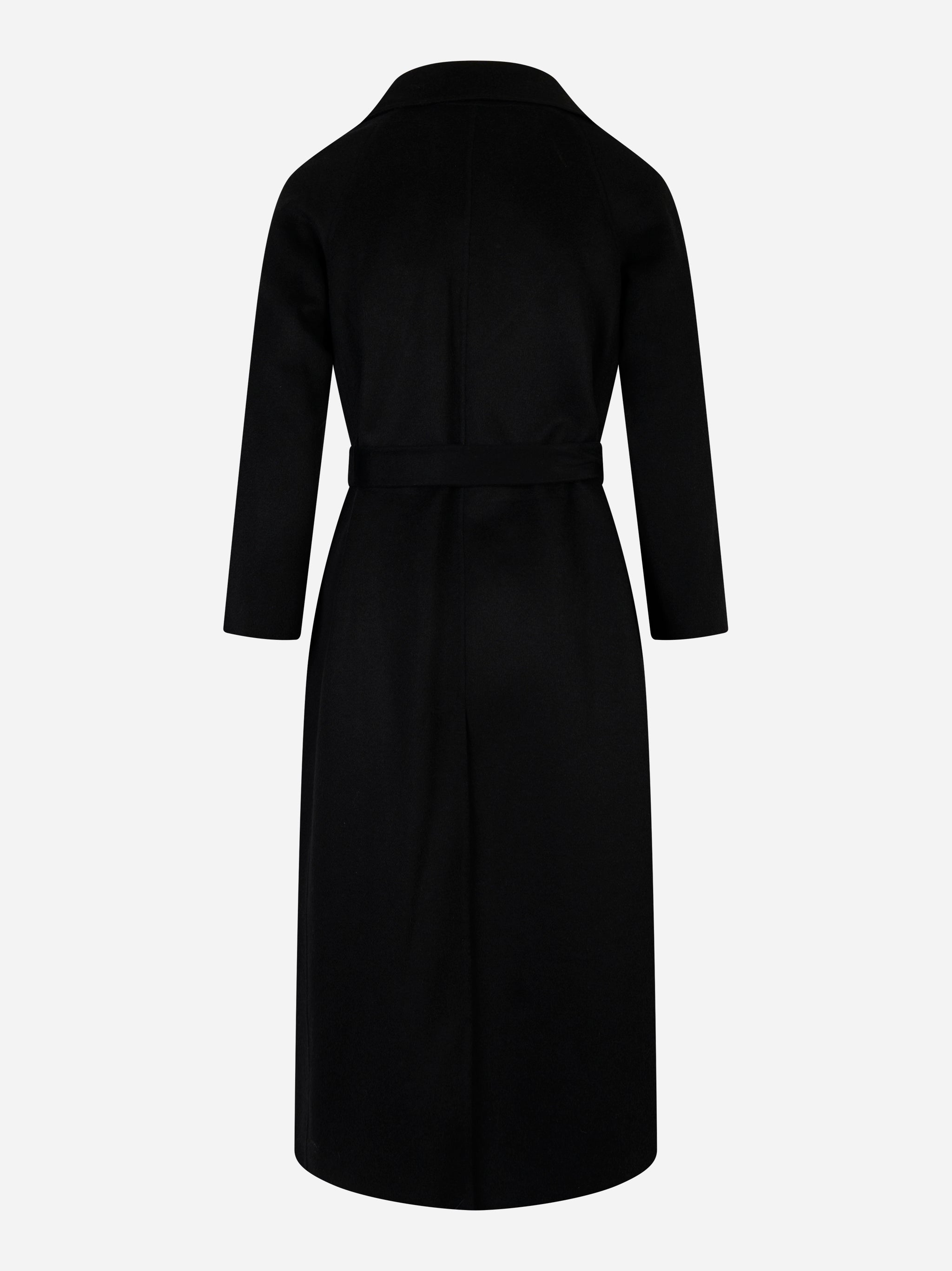 Cappotto Paola in double di lana con cintura Nero