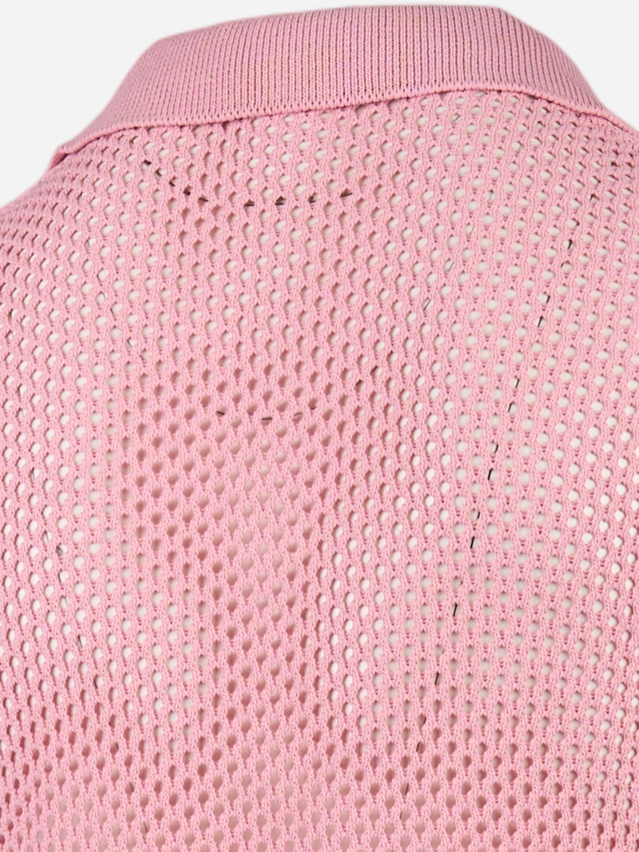 Polo traforata in viscosa Rosa