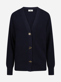 Cardigan con bottoni gioiello blu