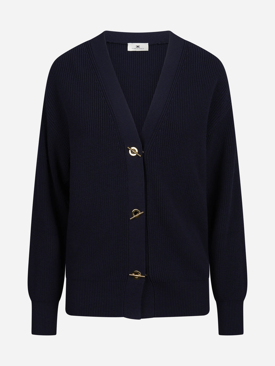 Cardigan con bottoni gioiello blu