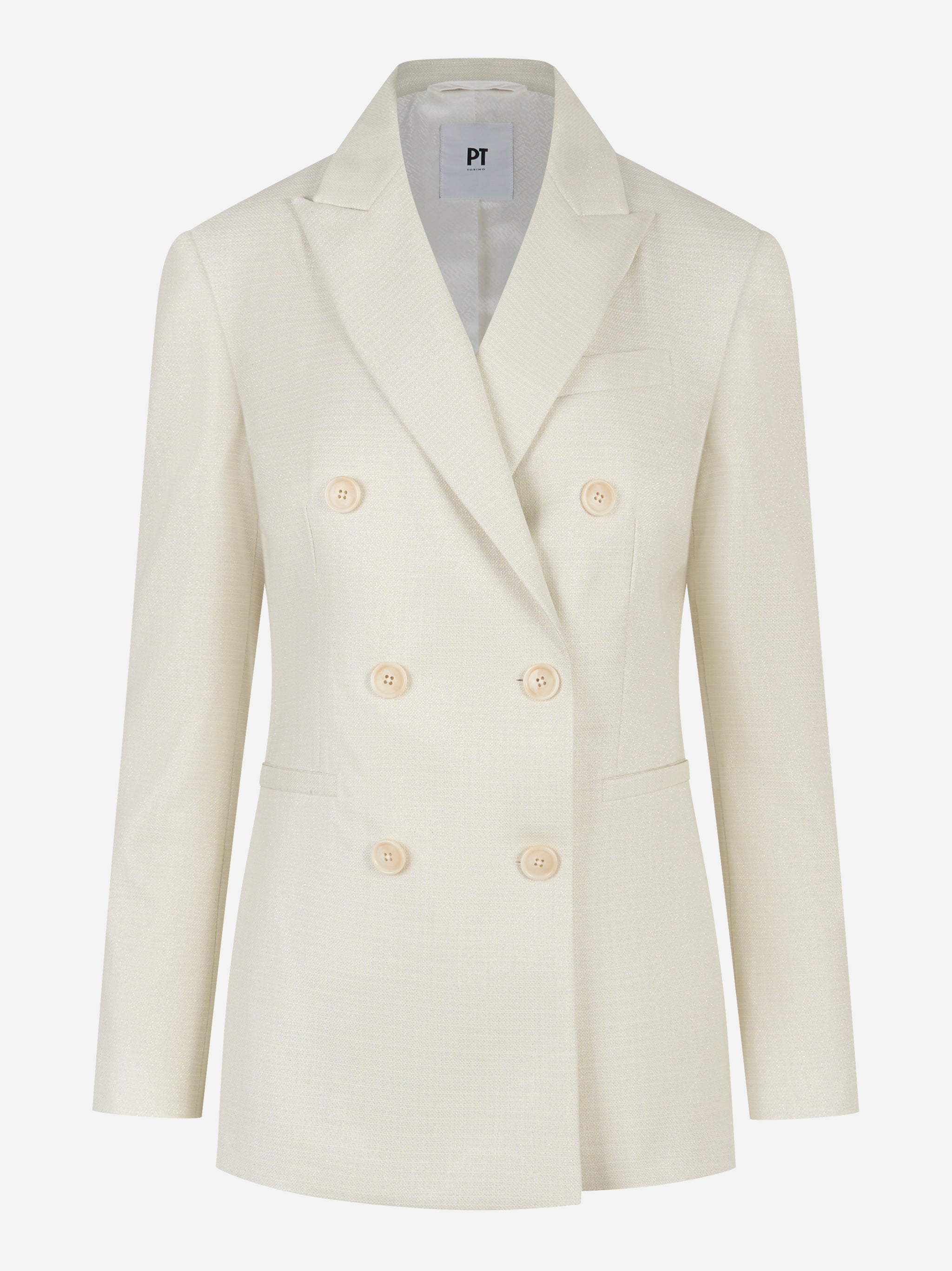Blazer doppiopetto in lana e lurex Bianco
