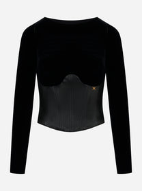 Top bustier in velluto Nero
