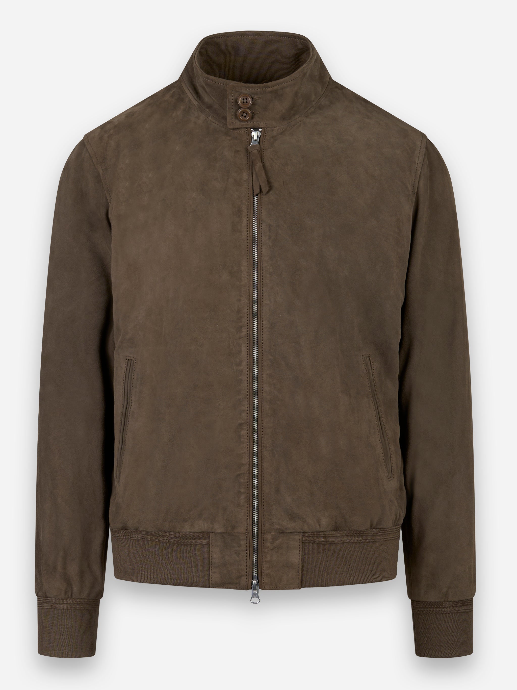 Bomber con zip in suede Grigio