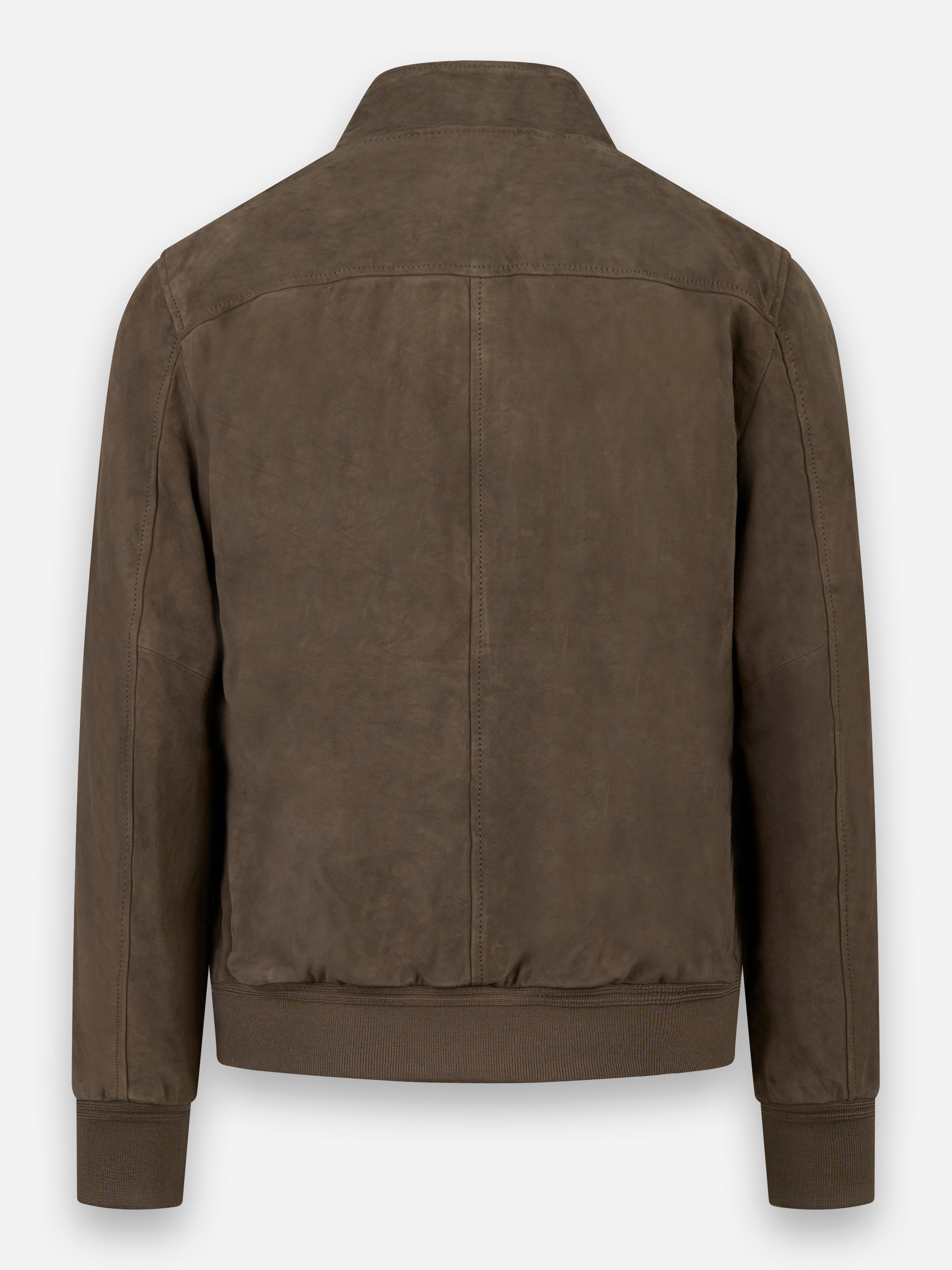 Bomber con zip in suede Grigio
