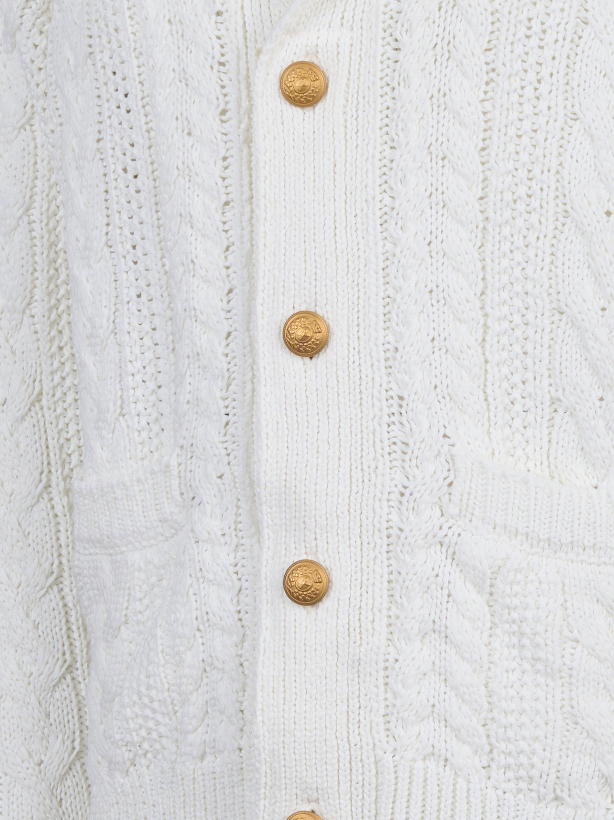 Cardigan in cotone con lavorazione a treccia Bianco