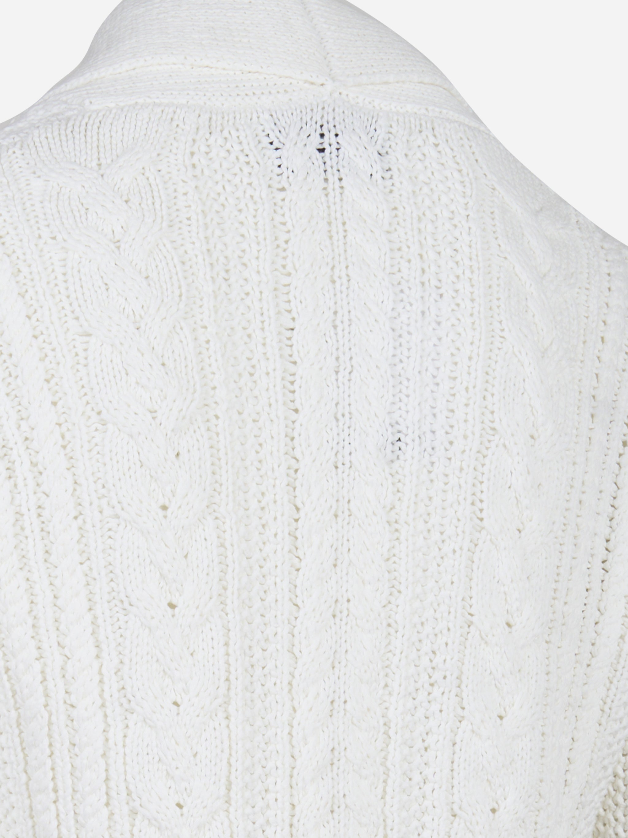 Cardigan in cotone con lavorazione a treccia Bianco
