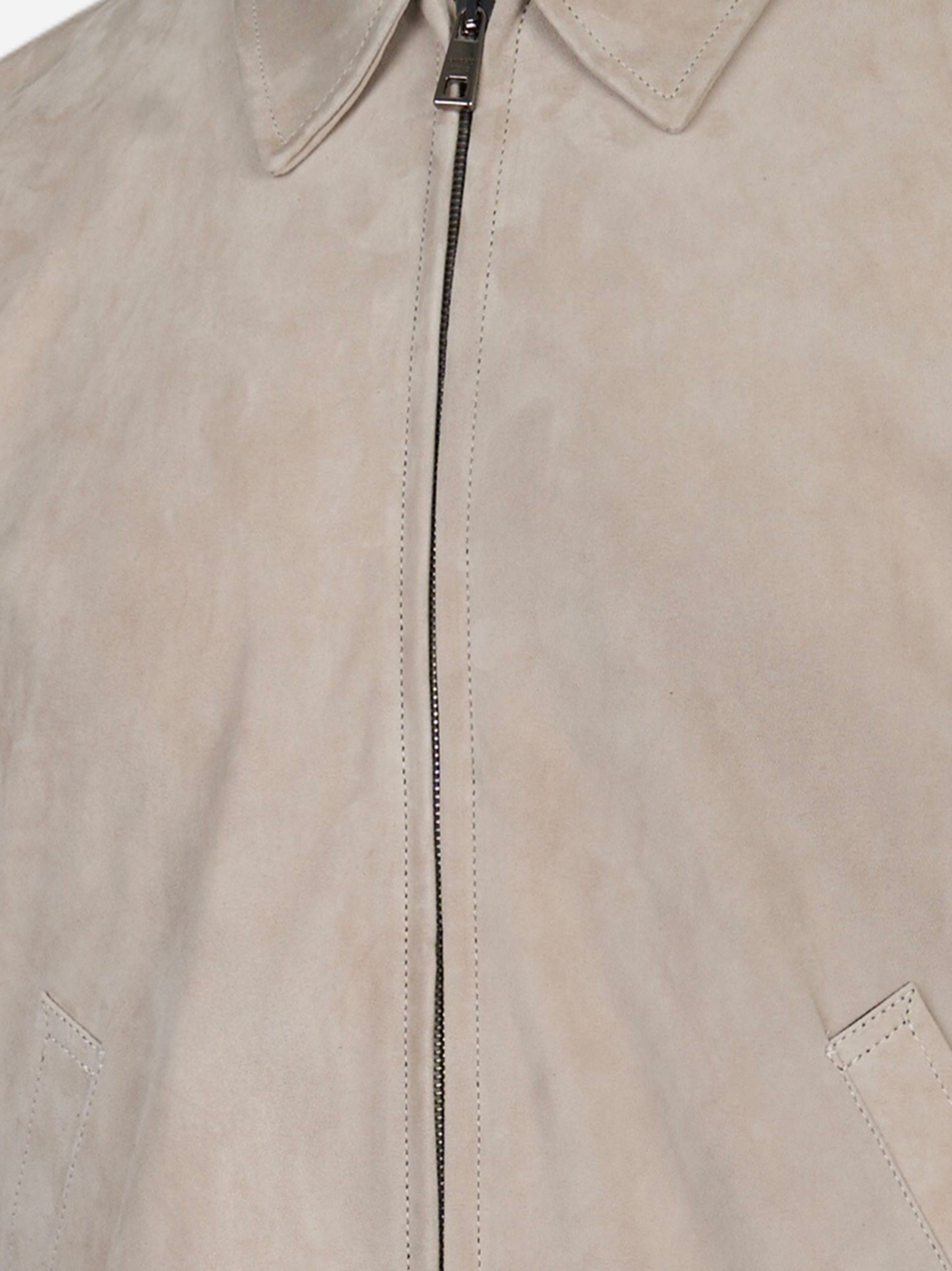 Bomber con collo camicia in suede Grigio