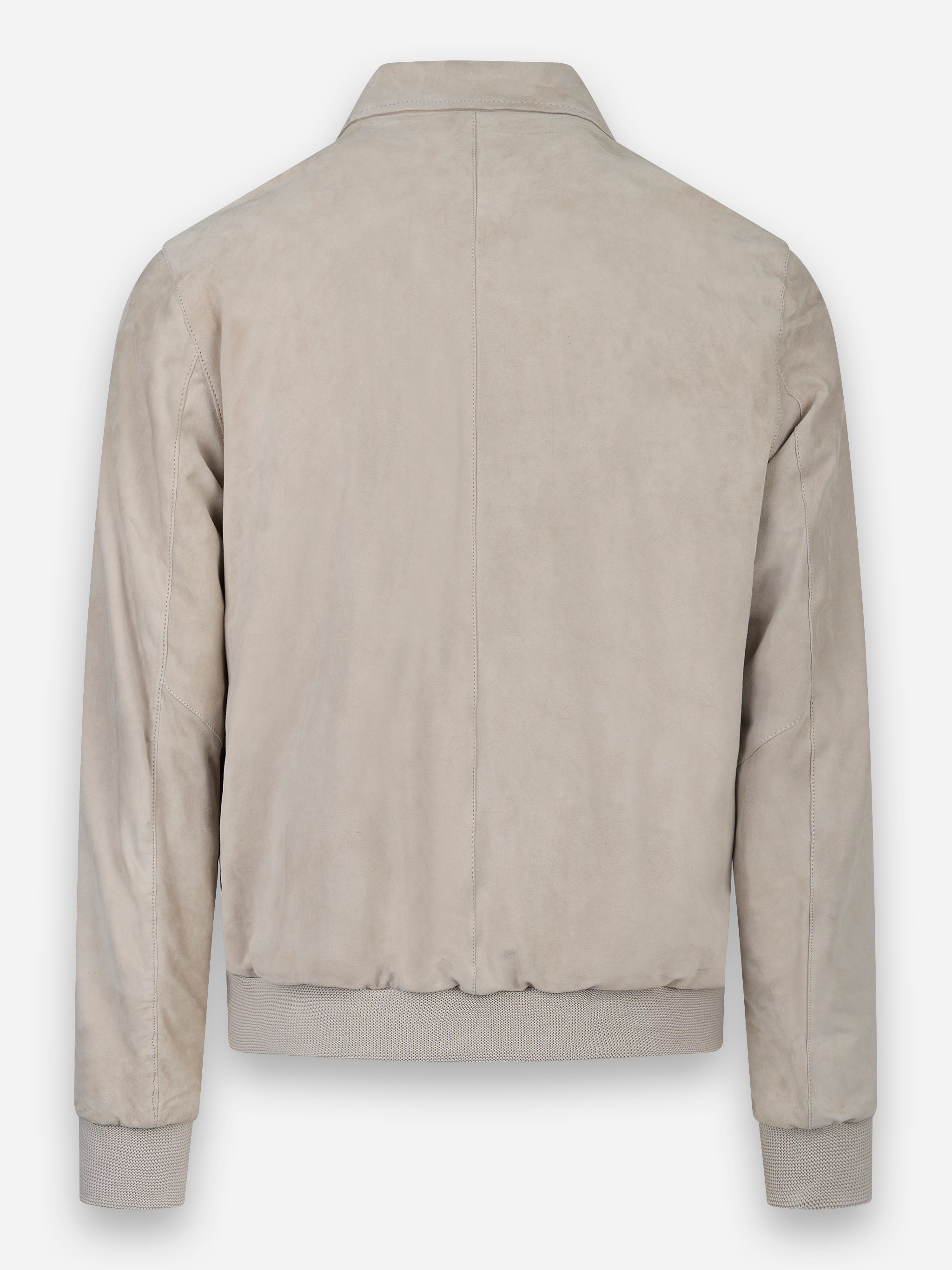 Bomber con collo camicia in suede Grigio