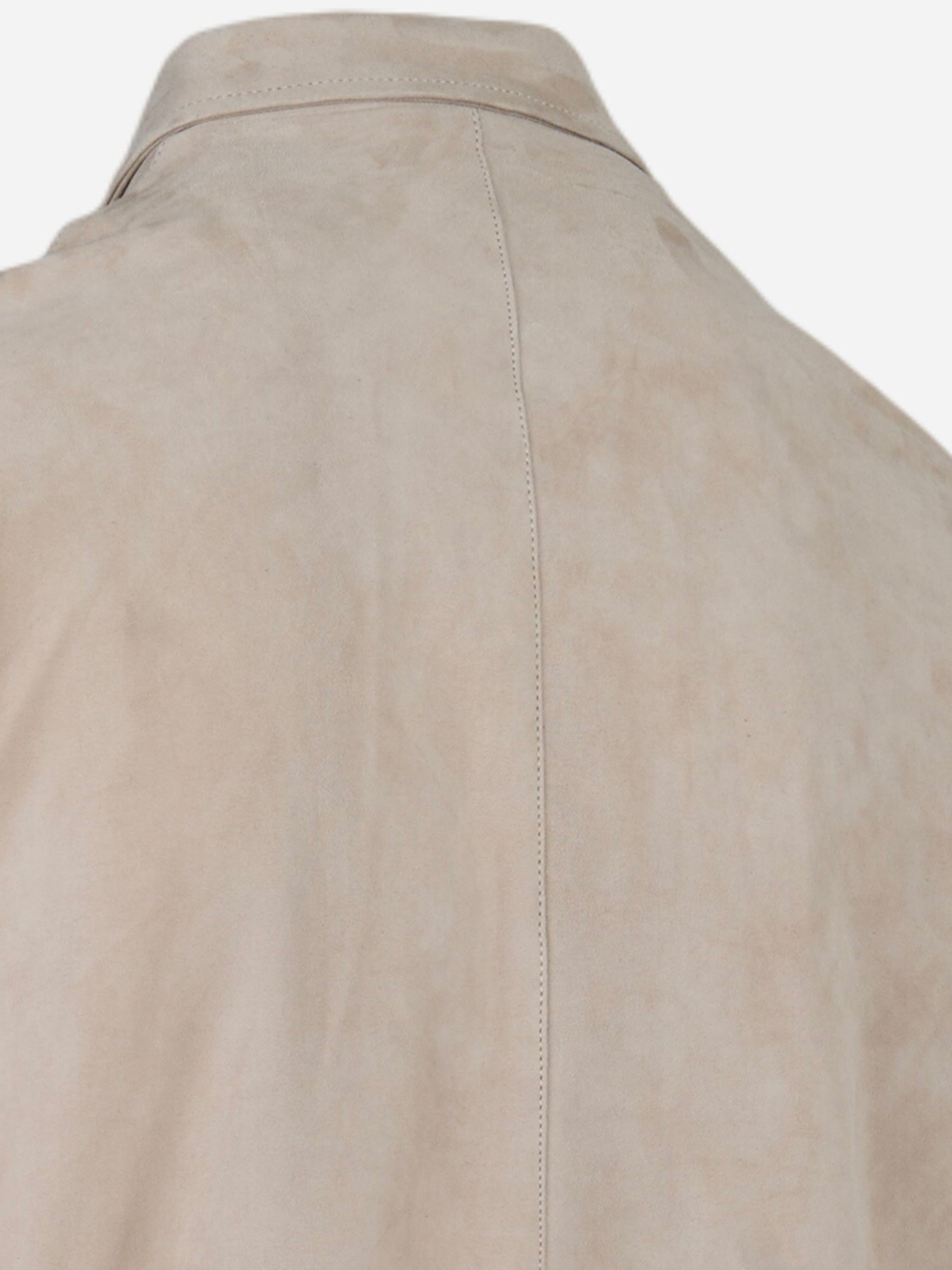 Bomber con collo camicia in suede Grigio