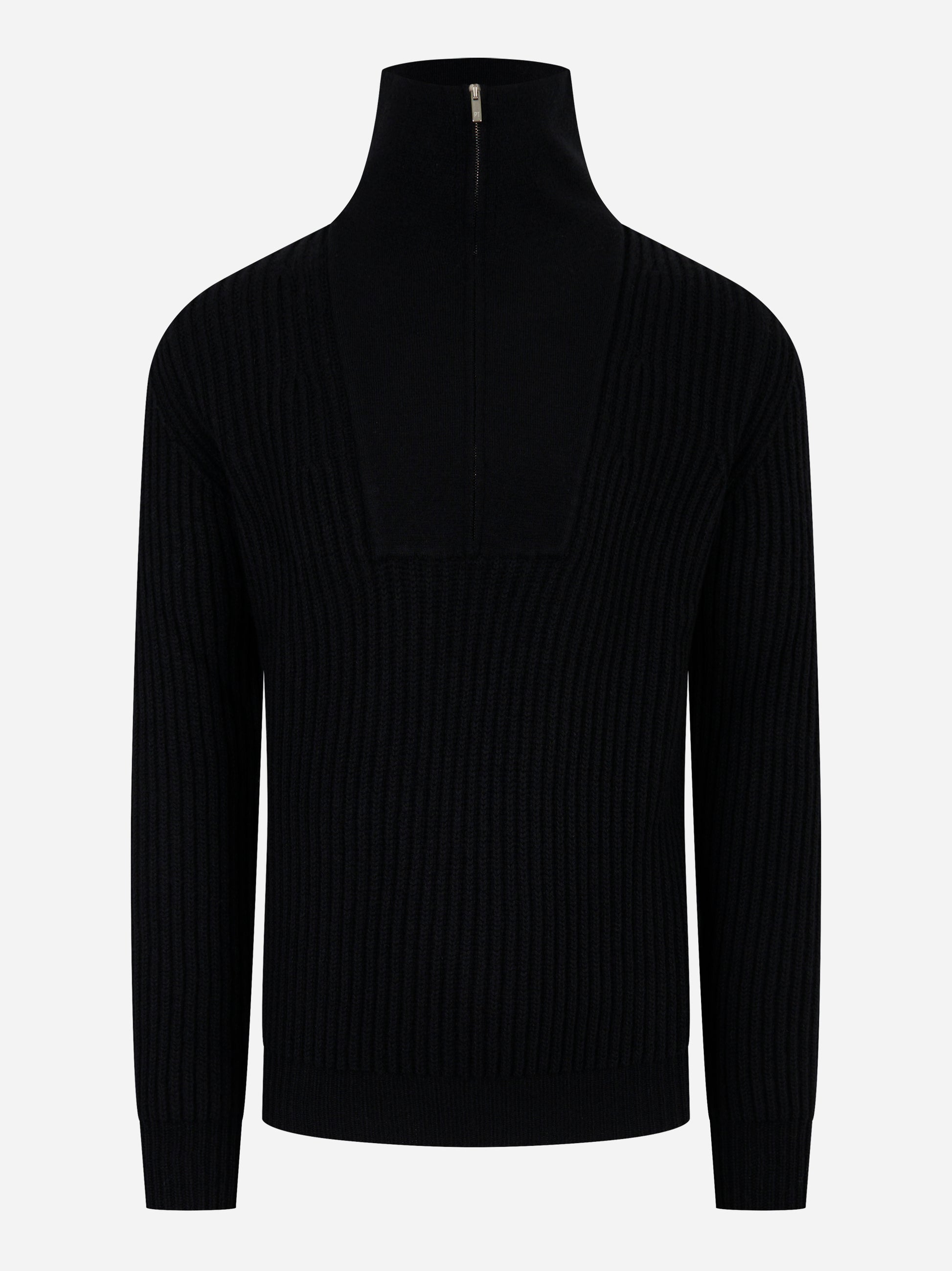 Maglia mezza zip in lana cashmere Nera