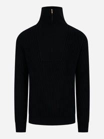 Maglia mezza zip in lana cashmere Nera