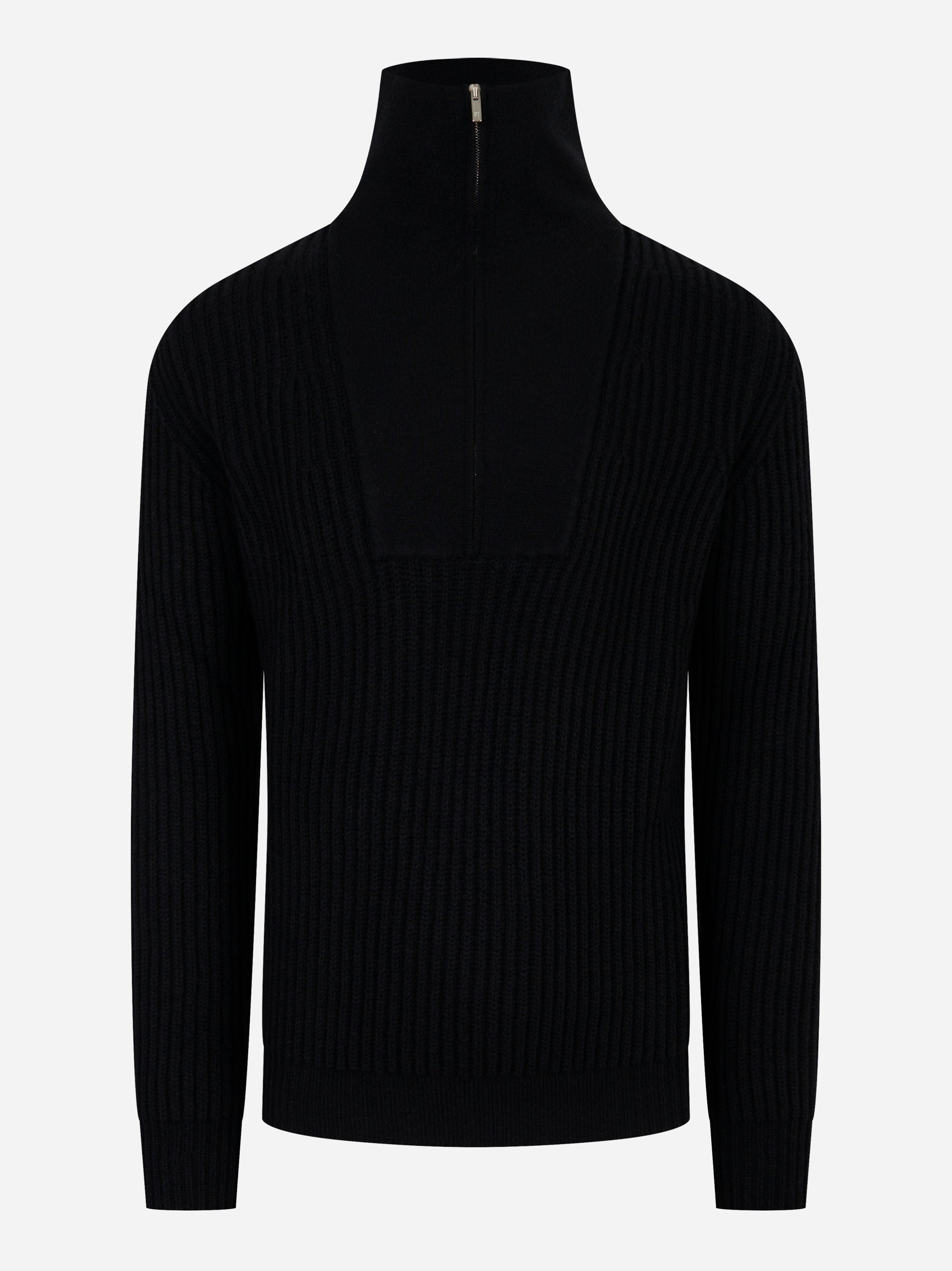 Maglia mezza zip in lana cashmere Nera